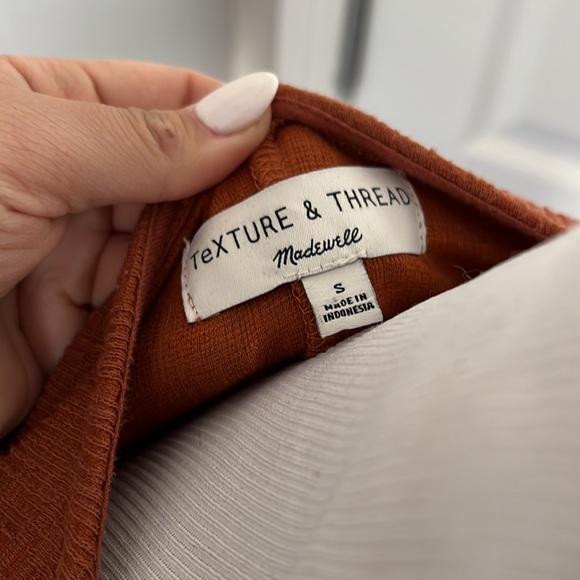 Madewell Texture and Thread Faux Wrap Dress, Rust, Small - Picture 7 of 7